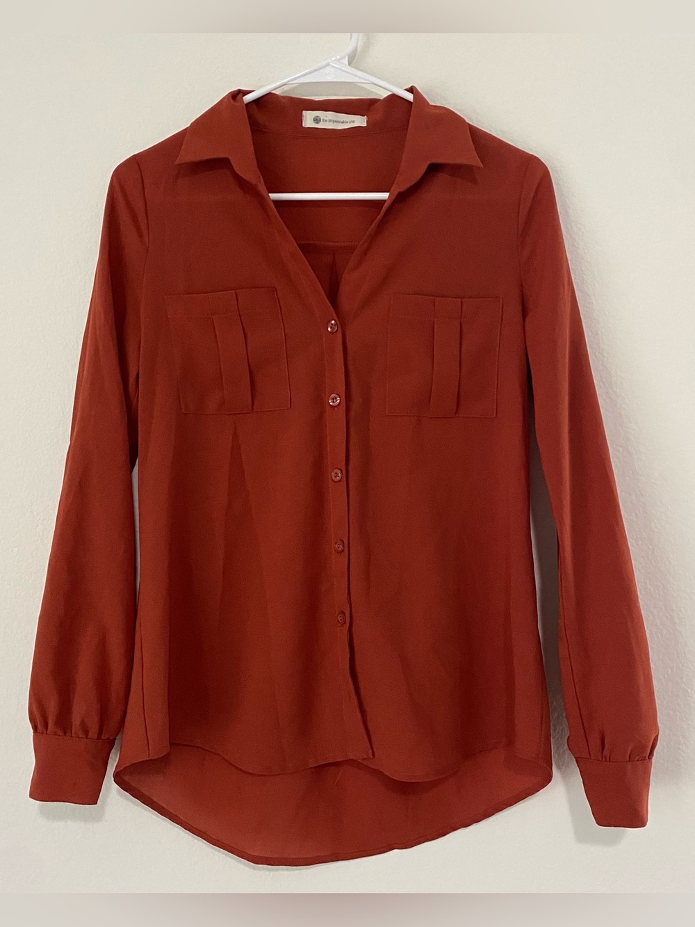 Burnt Orange Button-Down Blouse